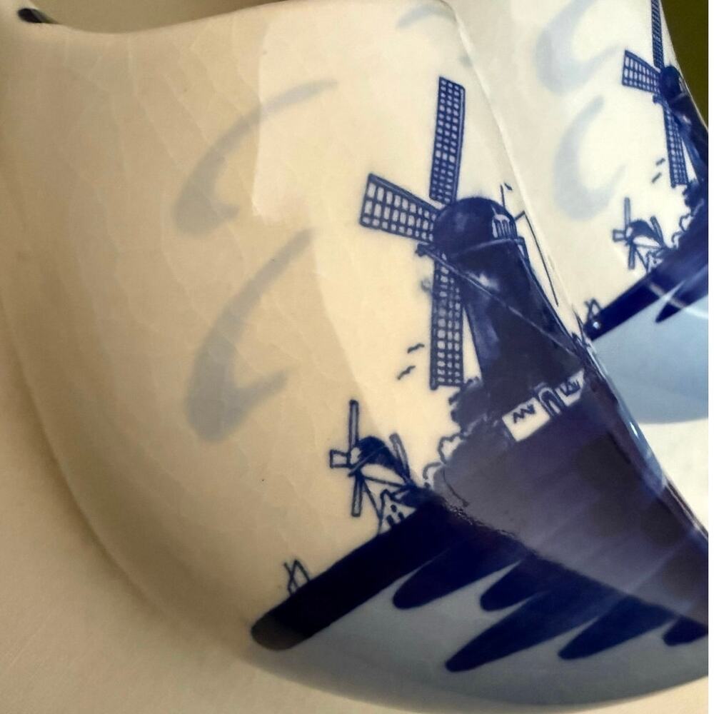 Delft Blue Handpainted Holland Clogs • 6” • Vintage • Crazing - Picture 6 of 13